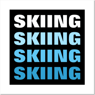 Skiing - Repeated Text Posters and Art